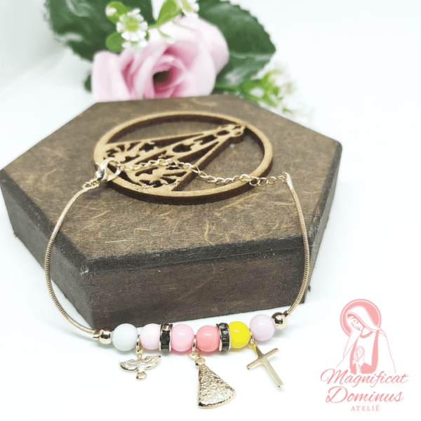 Pulseira infantil colorida folheada - dourada