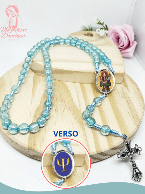 Terço de Psicologia Personalizado com Nome – Santa Dinfna | Azul Bebê